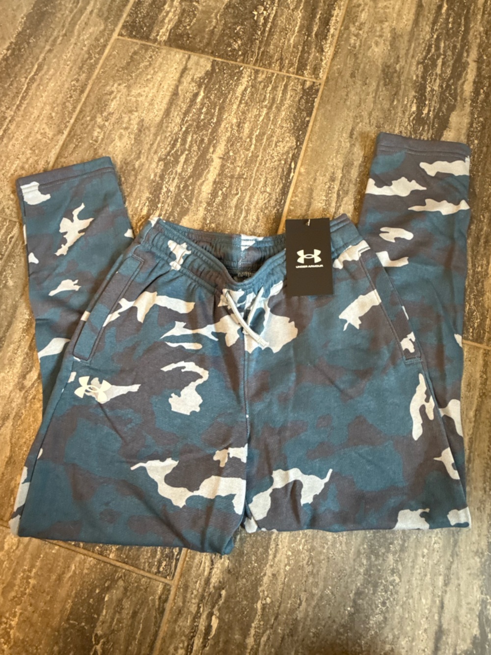 Under Armour Teal and White Camo Terry pants NWT